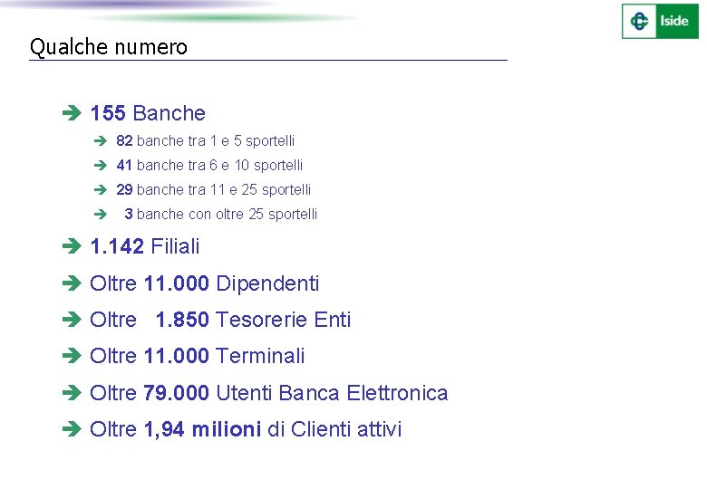 Qualche numero è 155 Banche è 82 banche tra 1 e 5 sportelli è