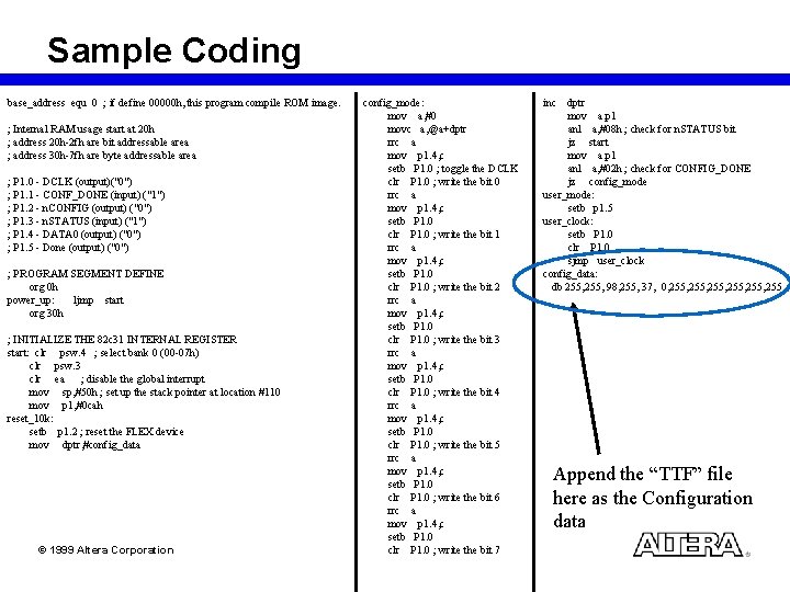 Sample Coding base_address equ 0 ; if define 00000 h, this program compile ROM