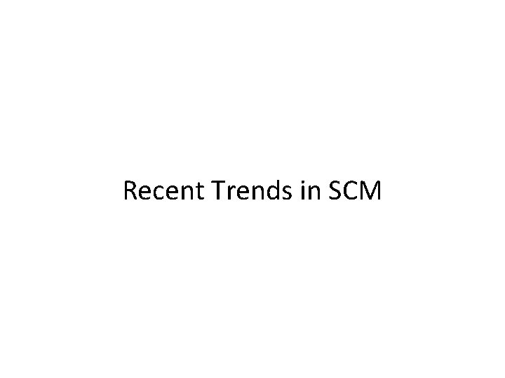 Recent Trends in SCM 