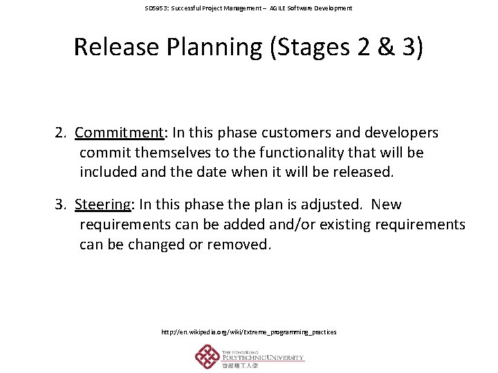 SD 5953: Successful Project Management – AGILE Software Development Release Planning (Stages 2 &