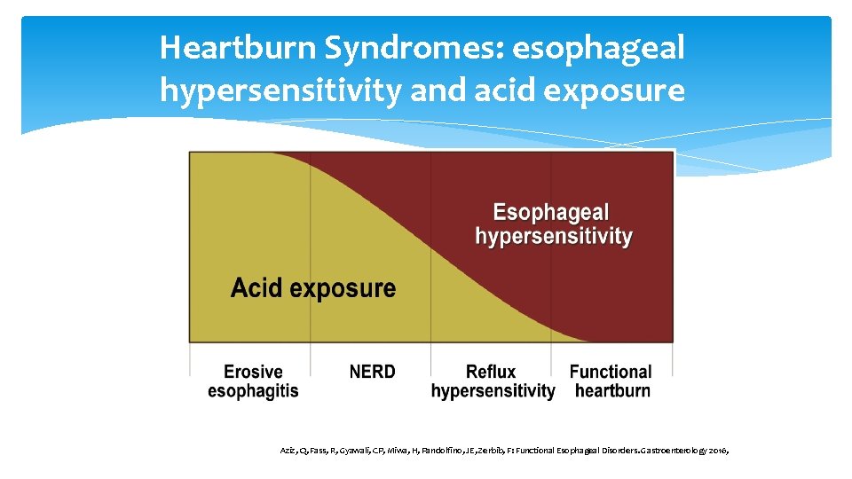 Heartburn Syndromes: esophageal hypersensitivity and acid exposure Aziz, Q, Fass, R, Gyawali, CP, Miwa,