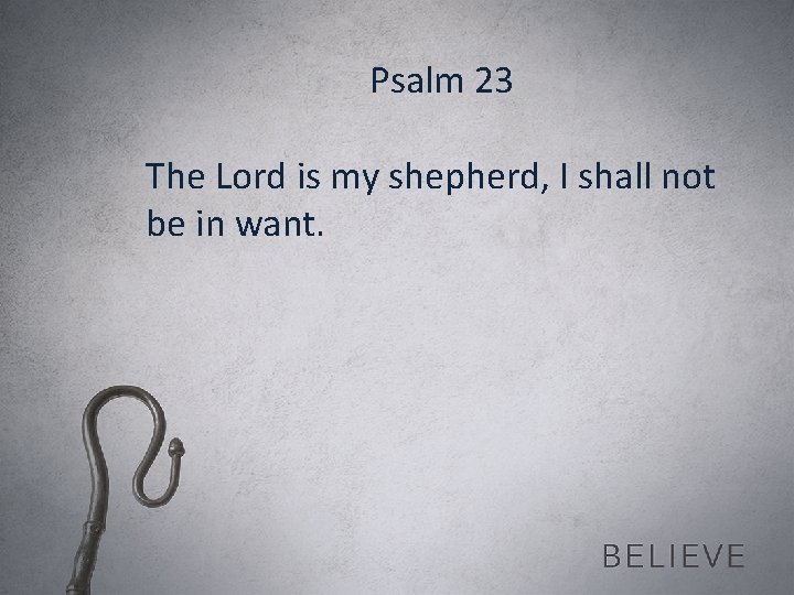Psalm 23 The Lord is my shepherd, I shall not be in want. 