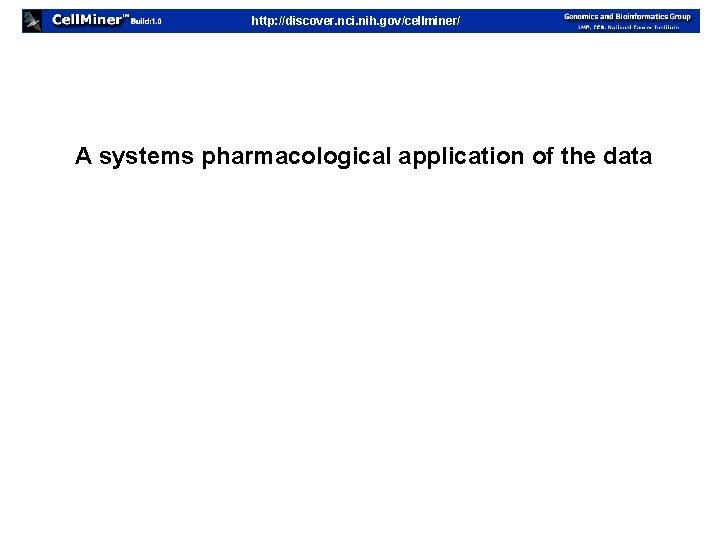 http: //discover. nci. nih. gov/cellminer/ A systems pharmacological application of the data 