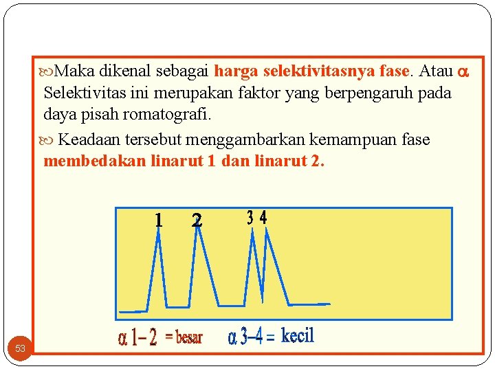  Maka dikenal sebagai harga selektivitasnya fase. Atau Selektivitas ini merupakan faktor yang berpengaruh