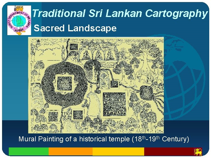 Company Traditional Sri Lankan Cartography LOGO Sacred Landscape Mural Painting of a historical temple