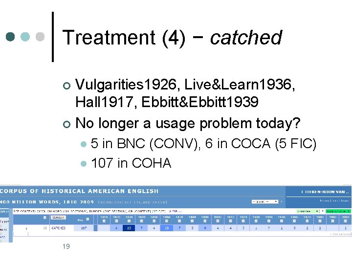 Treatment (4) − catched Vulgarities 1926, Live&Learn 1936, Hall 1917, Ebbitt&Ebbitt 1939 ¢ No