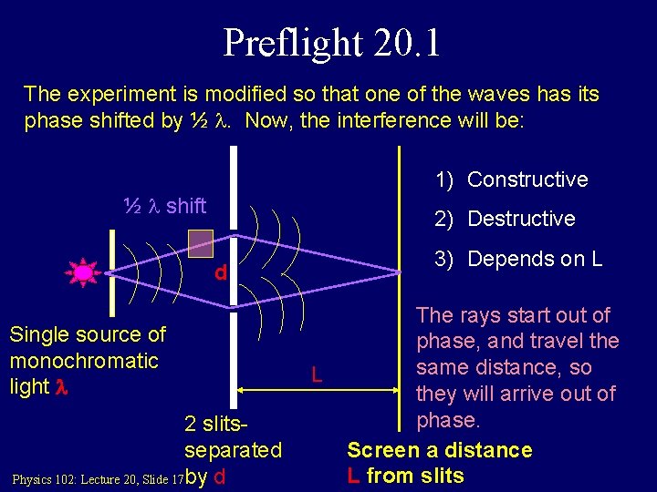 Preflight 20. 1 The experiment is modified so that one of the waves has