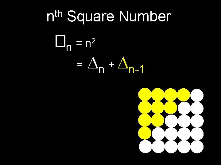 th n Square Number �n = n 2 = n + n-1 