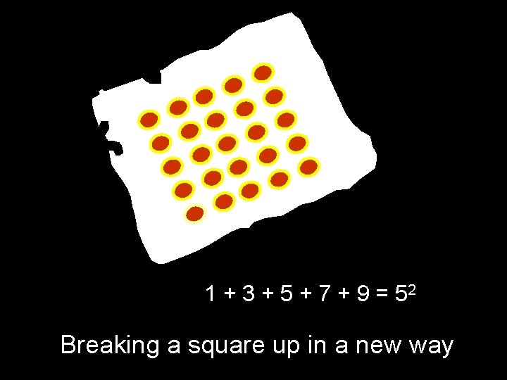 1 + 3 + 5 + 7 + 9 = 52 Breaking a square