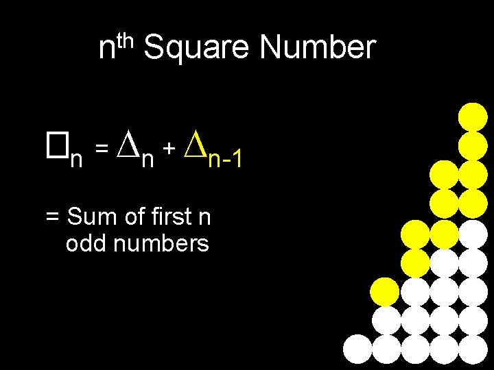 th n Square Number �n = n + n-1 = Sum of first n