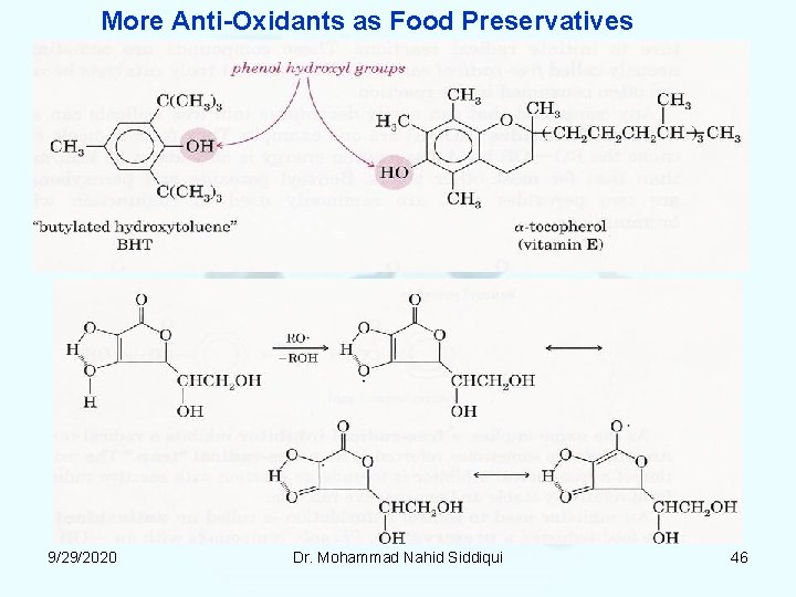 More Anti Oxidants as Food Preservatives 9/29/2020 Dr. Mohammad Nahid Siddiqui 46 