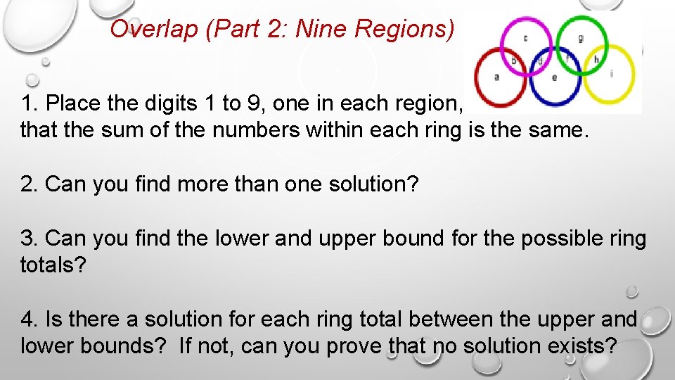 Overlap (Part 2: Nine Regions) (S 2) 1. Place the digits 1 to 9,