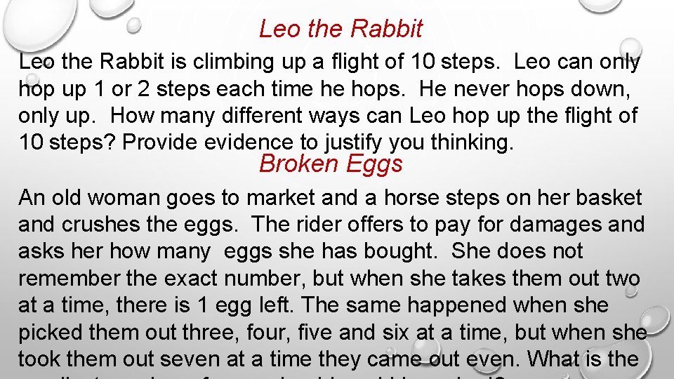 Leo the Rabbit is climbing up a flight of 10 steps. Leo can only