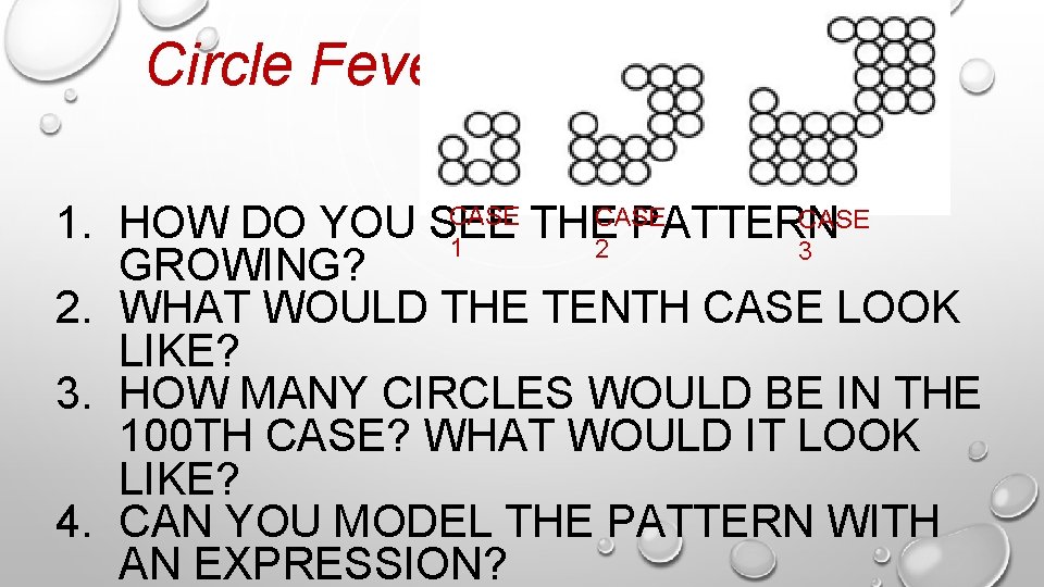 Circle Fever CASE 1. HOW DO YOU SEE THE PATTERN 1 2 3 GROWING?