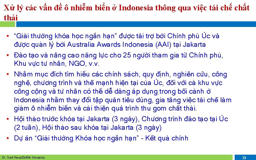 Xử lý các vấn đề ô nhiễm biển ở Indonesia thông qua việc tái