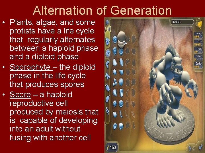 Alternation of Generation • Plants, algae, and some protists have a life cycle that