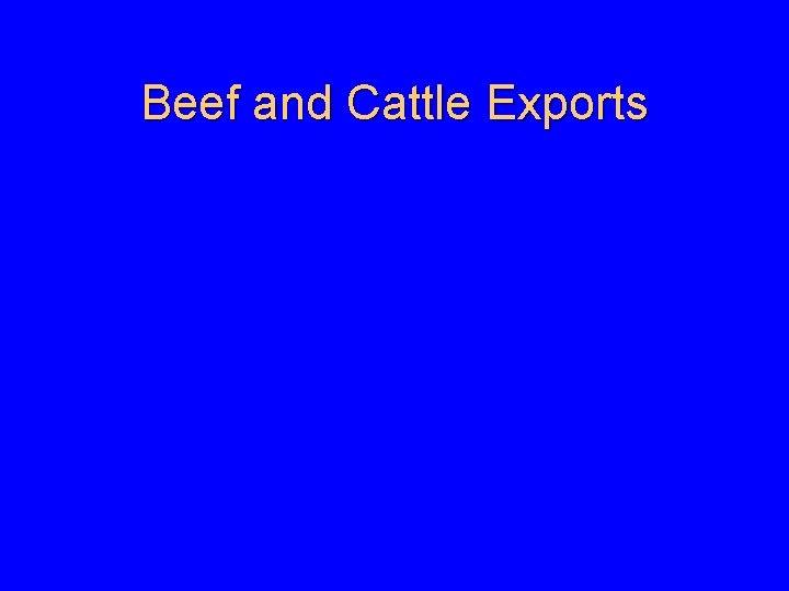 Beef and Cattle Exports 