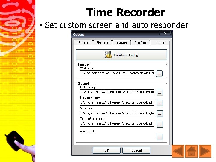 Time Recorder • Set custom screen and auto responder 