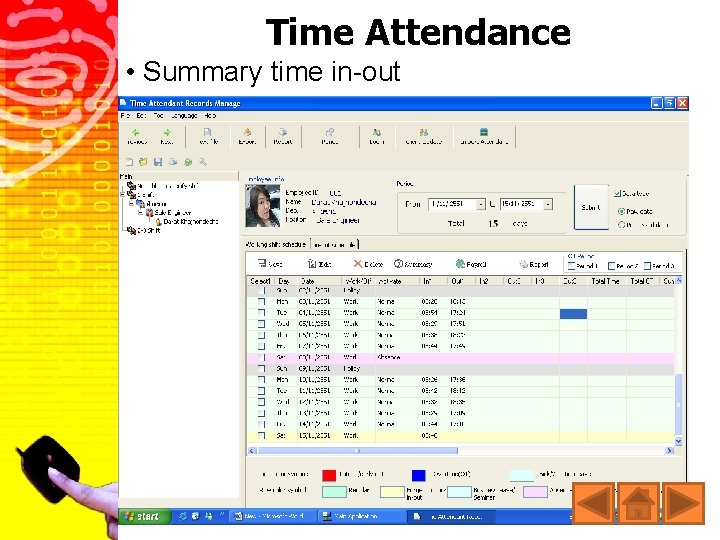 Time Attendance • Summary time in-out 
