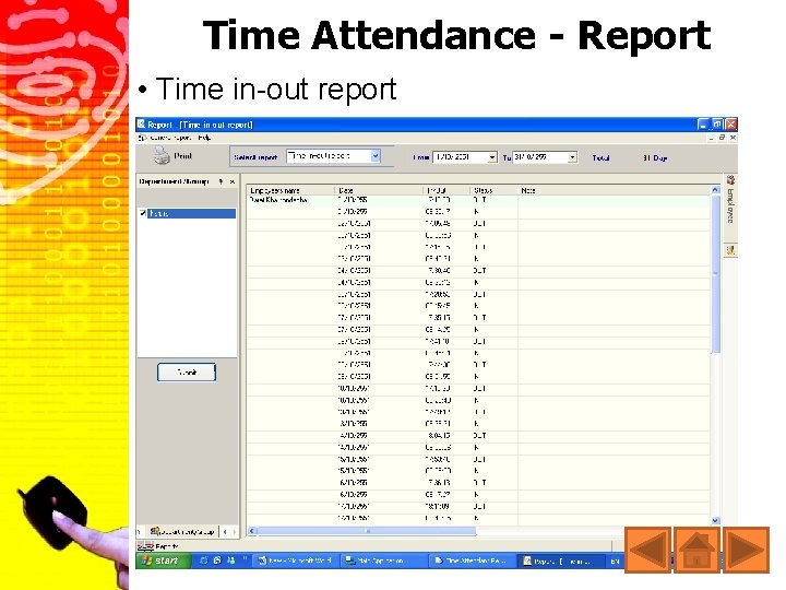 Time Attendance - Report • Time in-out report 