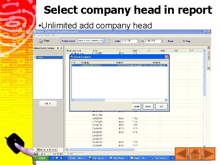 Select company head in report • Unlimited add company head 