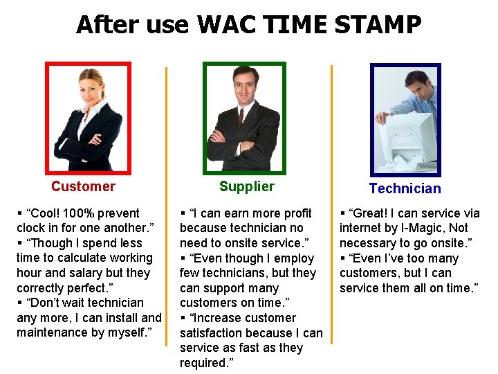 After use WAC TIME STAMP Customer § “Cool! 100% prevent clock in for one