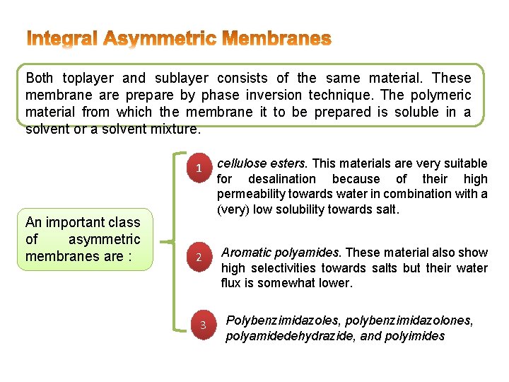 Both toplayer and sublayer consists of the same material. These membrane are prepare by