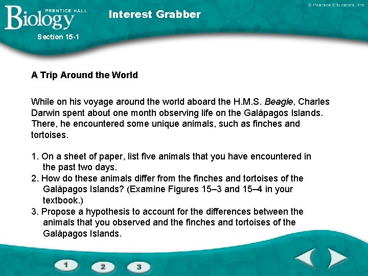 Interest Grabber Section 15 -1 A Trip Around the World While on his voyage