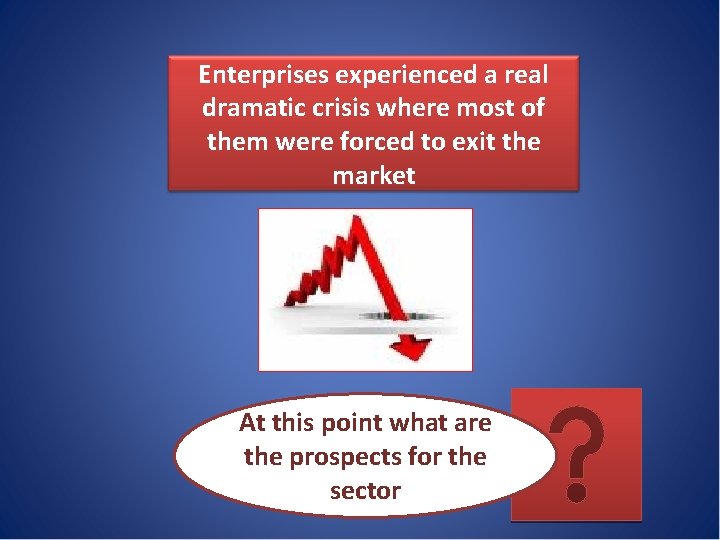 Enterprises experienced a real dramatic crisis where most of them were forced to exit