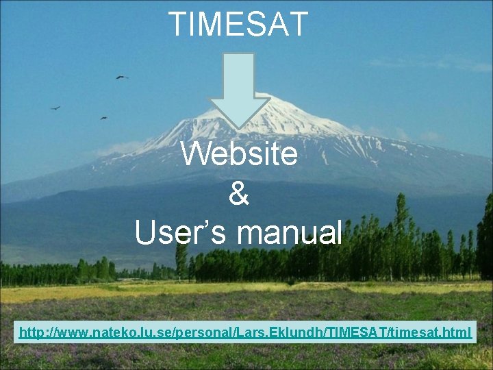 TIMESAT Website & User’s manual http: //www. nateko. lu. se/personal/Lars. Eklundh/TIMESAT/timesat. html 