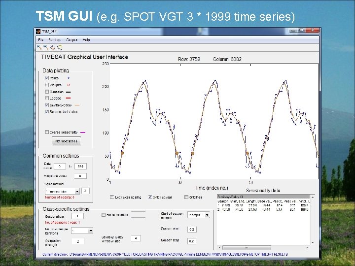 TSM GUI (e. g. SPOT VGT 3 * 1999 time series) 