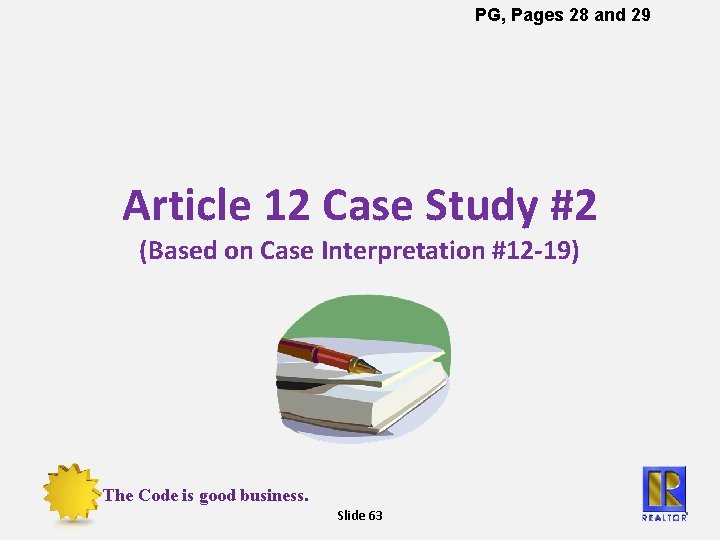 PG, Pages 28 and 29 Article 12 Case Study #2 (Based on Case Interpretation