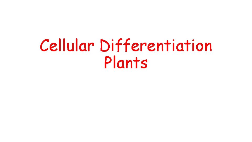 Cellular Differentiation Plants Cellular Differentiation Plants