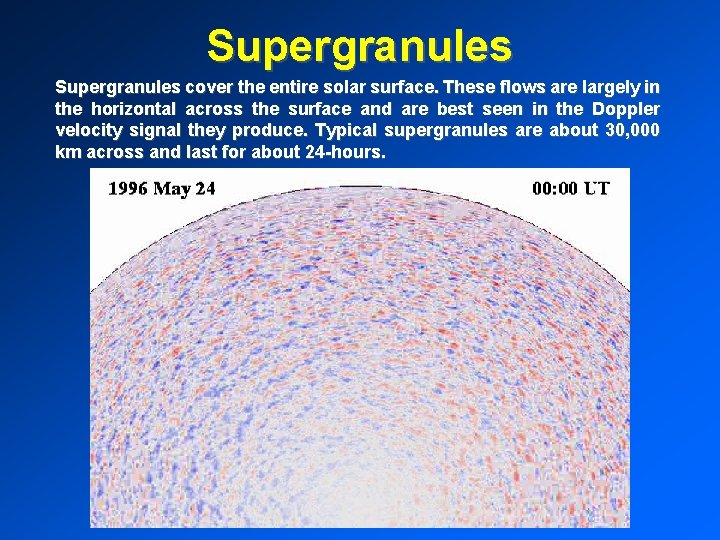 Supergranules cover the entire solar surface. These flows are largely in the horizontal across