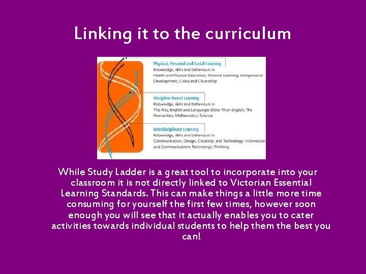 Linking it to the curriculum While Study Ladder is a great tool to incorporate