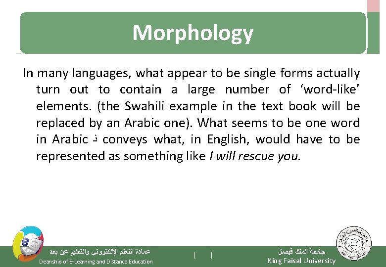 Morphology In many languages, what appear to be single forms actually turn out to