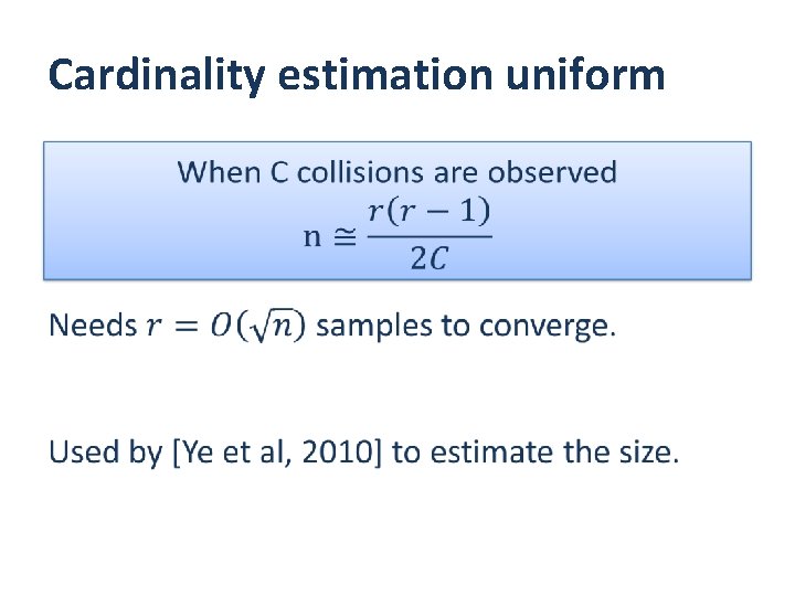 Cardinality estimation uniform • Cardinality estimation uniform •