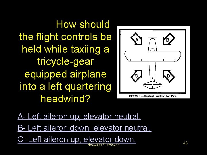 #3305. How should the flight controls be held while taxiing a tricycle-gear equipped airplane