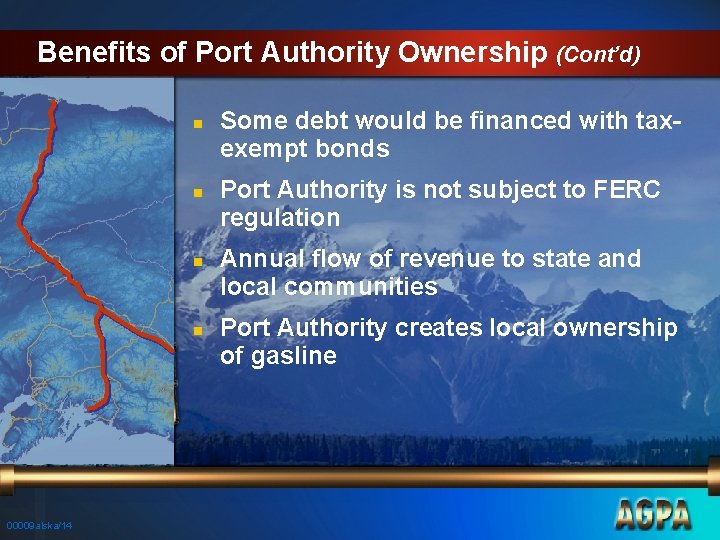 Benefits of Port Authority Ownership (Cont’d) n n 00009 alska/14 Some debt would be
