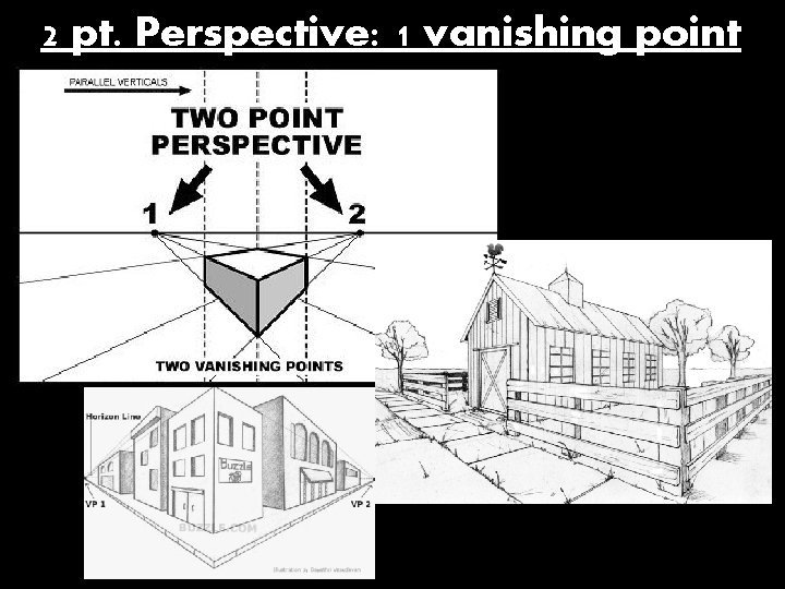 2 pt. Perspective: 1 vanishing point 