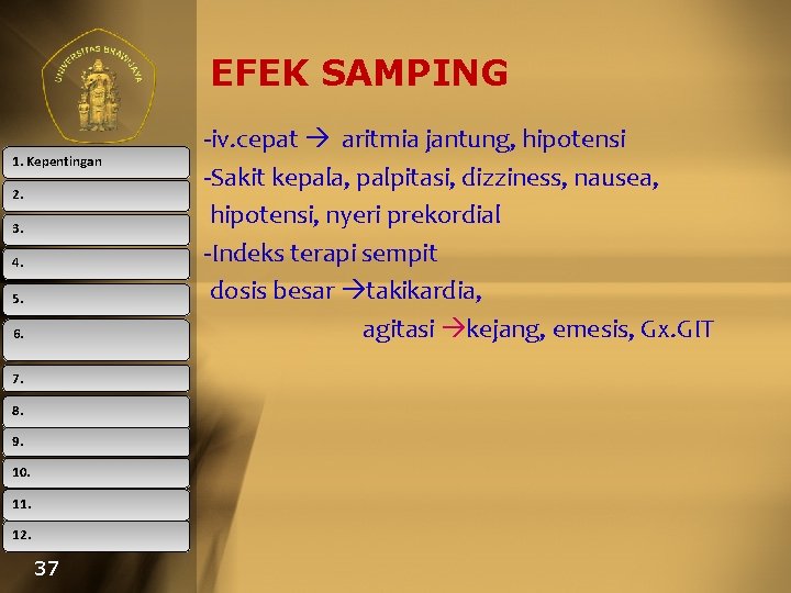 EFEK SAMPING 1. Kepentingan 2. 3. 4. 5. 6. 7. 8. 9. 10. 11.