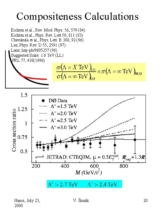 Compositeness Calculations Eichten et al. , Rev. Mod. Phys. 56, 579 (84) Eichten et