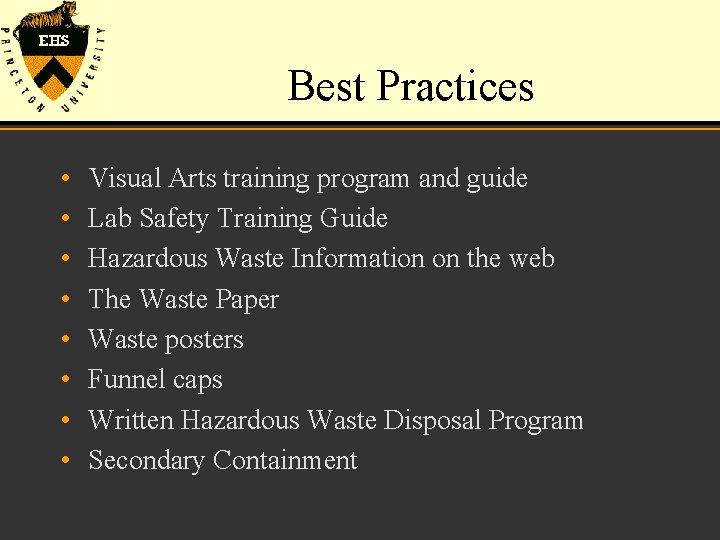 Best Practices • • Visual Arts training program and guide Lab Safety Training Guide