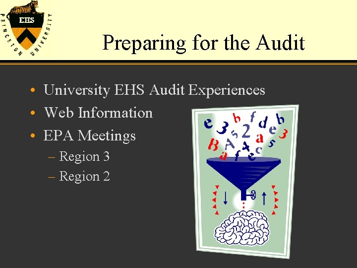 Preparing for the Audit • University EHS Audit Experiences • Web Information • EPA