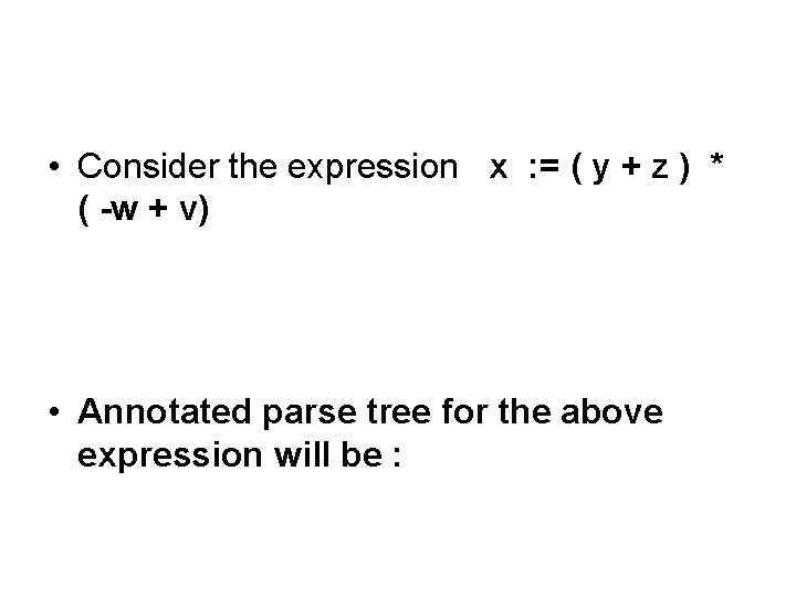  • Consider the expression x : = ( y + z ) *