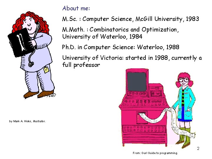 About me: M. Sc. : Computer Science, Mc. Gill University, 1983 M. Math. :