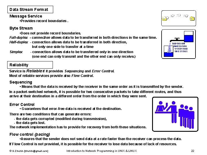 Modes of Communication Service (continuation) Data Stream Format Message Service • Provides record boundaries.