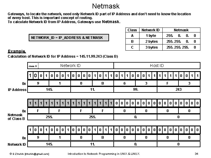 Netmask Gateways, to locate the network, need only Network ID part of IP Address