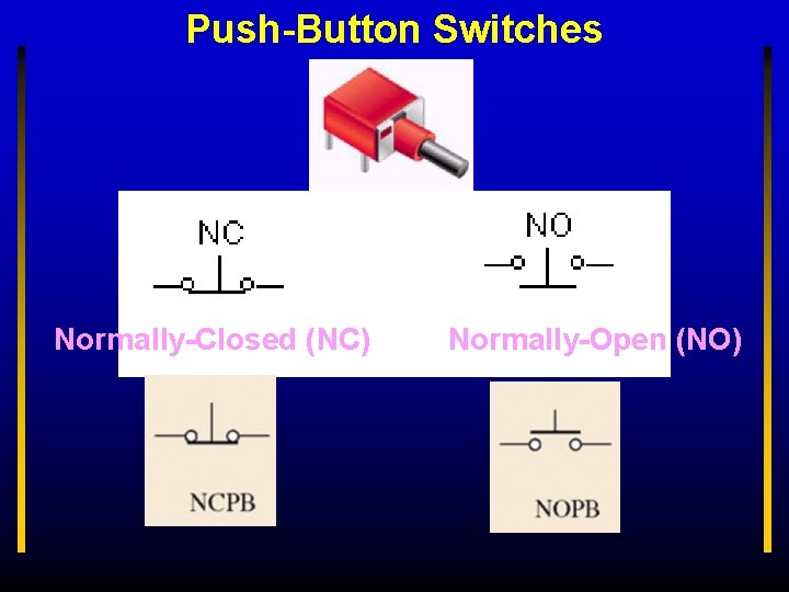 Push-Button Switches Normally-Closed (NC) Normally-Open (NO) 