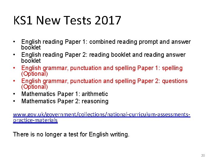 KS 1 New Tests 2017 • English reading Paper 1: combined reading prompt and